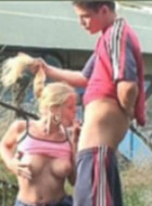 Big tit blonde hottie screwed in public by the roadside