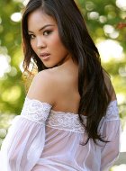 Asian Janine Siu strips and shows body outdoor